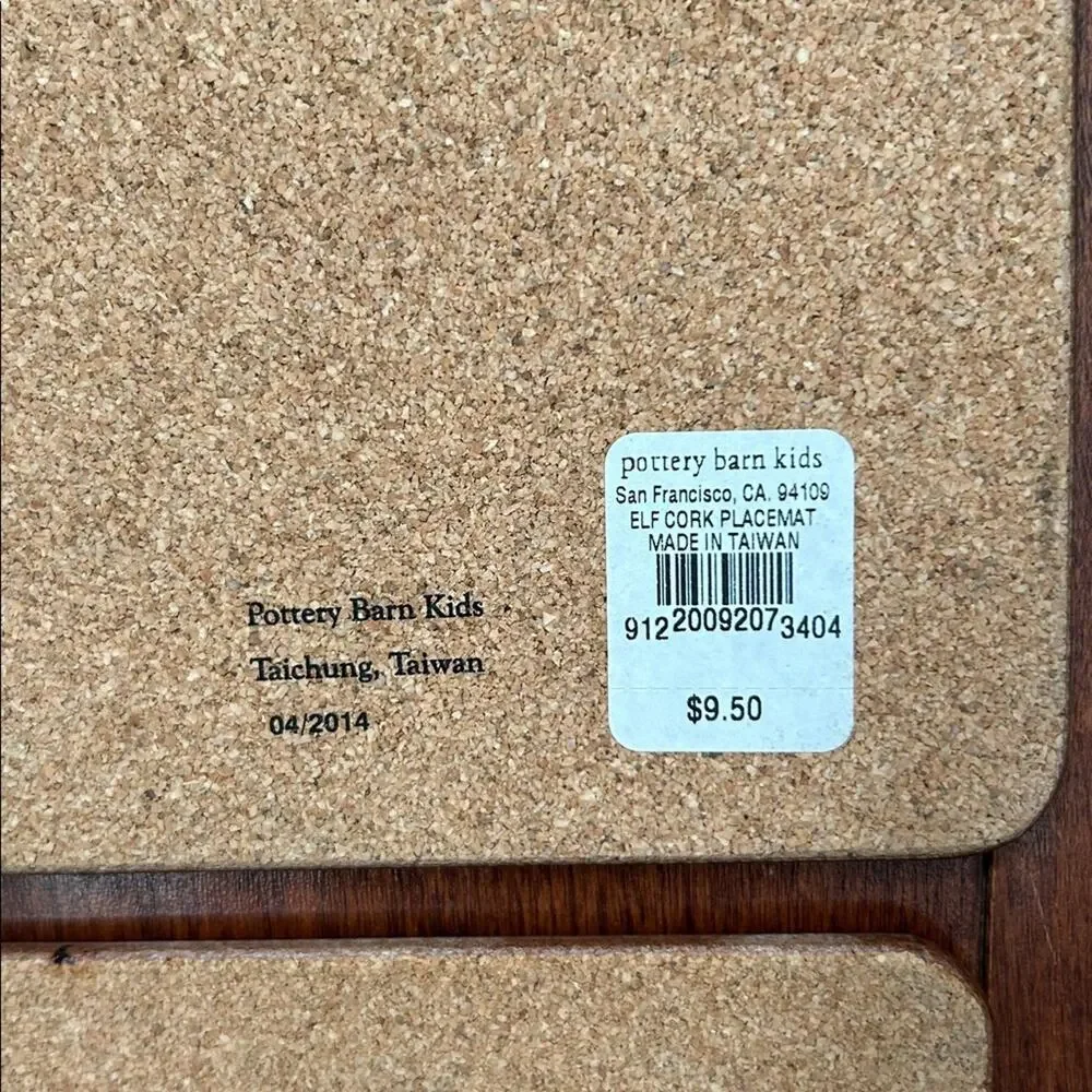 Pottery Barn Kids Elf on a Shelf Christmas Cork Back Placemats, Set of 5
